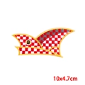 Bestickter Oeteldonk Karneval Aufnäher mit rot-weißem Karo und Buchstaben B Detail - Joker Hut (PE9590CT)