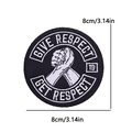 Detail of 8cm Give Respect Get Respect embroidered patch with black and white stitching - Respect Round Style (PE12396CT)