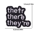 Cartoon black and white embroidered iron-on patch with grammar words their there they're - Grammar Words (PE12589CT)