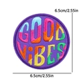 Round Good Vibes embroidered patch with purple fabric for clothes and bags, 6.5cm diameter - Purple Good Vibes (PE11414CT)