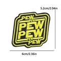 Close-up of Pew Pew embroidered patch with black background and yellow border detail - Pew Pew Shooting Style (PE12573CT)