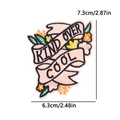 Embroidered floral patch with Kind Over Cool slogan and dimensions for clothing repair - Pink Kind Over Cool Style (PE10749CT)