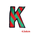 Letter K carnival embroidery patch with red and green stripes for DIY festive decor - Capital Letter K Style (PE9609CT)