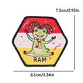 Detail view of Oeteldonk RAM embroidered patch with size dimensions 7.5x8.5 cm - Aries-Ram Frog (RAM)