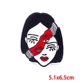 Detail of artistic female face embroidery patch with dimensions 5.1x6.5cm on white background - Artistic Face Split Style (PE8396CT)
