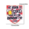 Bestickter Brabant Wappen Aufnäher mit Bierkrug Motiv und Größenangaben - Bierkrug Schild Stil (PE11381CT)
