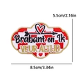 Detail von Brabant en Ik Stickerei-Aufnäher mit rot-weißem Karo und Goldrand-Finish - Schwarzer Pfeil Herz Rechteck (PE11644CT)