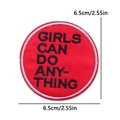 Red round embroidered patch with Girls Can Do Anything text, 6.5cm diameter size - Girls Can Do Anything (PE10410CT)