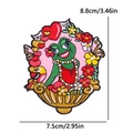 Green frog embroidered patch with pearls and red dress for Oeteldonk DIY carnival - Pearl Necklace Frog Princess Style (PE12013CT)