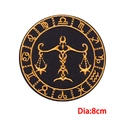 Libra Sternzeichen Aufnäher in Schwarz und Gold mit 8cm Durchmesser für Kleidung - Waage