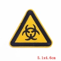 Yellow and black biohazard symbol embroidered triangle patch measuring 5.1x4.6cm - Triangle Biohazard Symbol Type 2 (PE5838CT)