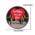 Oeteldonk carnival patch with city skyline and heartbeat embroidery design, 7.5cm round - City Heartbeat (PE11202CT)