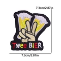 Embroidered Twee BIER patch with beer mugs for Oeteldonk Carnival DIY apparel - Two Beers V Gesture (PE11267CT)