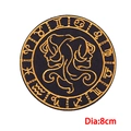 Embroidered Gemini patch with golden constellation motif on black circular fabric, 8cm - Gemini