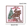 Detail of square Christmas embroidery patch showing Santa Claus on horse, size 8cm 3.14in - Santa Riding Horse Style (PE15370CT)