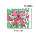 Parche bordado navideño con lazo rojo y verde y texto Merry, tamaño 8x7cm - Estilo Lazo Merry Azulejo (PE15373CT)