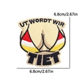 Close-up of Oeteldonk embroidery patch with 6.8cm dimensions for carnival clothing decor - Creative Hand Shape (PE11207CT)