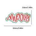Detalle de parche bordado rojo 'merry' con dimensiones 8,8 cm x 3,8 cm para DIY - Estilo Letras Merry Rojo (PE15379CT)