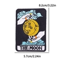 The Moon tarot embroidery patch for hats and bags with black background and blue clouds - The Moon Cloud Hands Style (PE12543CT)