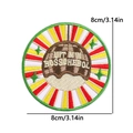 Detailed embroidery texture of Oeteldonk frog patch with Boschbol dessert motif - Bosch Bolleke Round Background (PE11283CT)