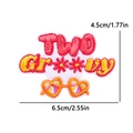 Retro 'TWO Groovy' embroidered patch with colorful sunglasses and red floral accents - Two Groovy Style (PE12499CT)