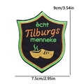 Detailed view of Tilburgs menneke embroidered shield patch with dimensions 7.5x9cm - Clog Shield Style (PE11320CT)