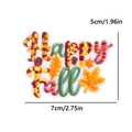 Happy Fall embroidered iron-on patch with autumn leaves and acorns, 7cm wide size - Happy Fall Style (PE12507CT)