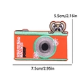 Detailed embroidery patch featuring an orange cartoon camera with animal and green border - Camera Cartoon Style (PE11327CT)