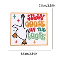 Detail of Silly Goose embroidered patch showing 7.5x8.5cm dimensions and fine stitching - Silly Goose Style (PE15766CT)