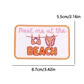 Embroidered 'Meet me at the BEACH' patch with bikini design, size 3.42 x 2.16 inches - Beach Bikini Pattern Style (PE15528CT)