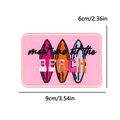 9x6cm Pink rectangular surf patch with 'meet me at the BEACH' embroidery for clothing - Beach Surfboard Style (PE15532CT)
