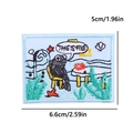 Écusson brodé bleu This Is Fine dessin animé pour vêtements DIY crafts 6.6x5cm - Thème océan bleu THIS IS FINE (PE12510CT)