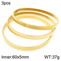 Set of 3 minimalist gold-plated stainless steel bangles for women stackable design - 5mm Three Rings Set - Inner Diameter 55mm / Gold