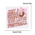 Detail of 8x8cm pink football embroidery patch with ribbon bow and inspirational text - Football Girl Style (PE15447CT)
