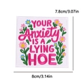 Pink positive slogan embroidered patch with colorful flowers for DIY bag decoration - Anxiety Lies Style (PE15506CT)