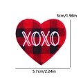Red and black checkered heart patch with white XOXO embroidery for clothing bags - Plaid Heart (PE12504CT)