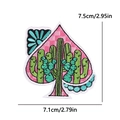 Embroidered cactus patch with pink checkerboard background and 7.5cm size markings - Spade Cactus Style (PE15500CT)