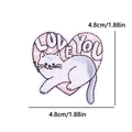 Écusson brodé chat mignon en forme de cœur avec texte LOVE YOU, taille 4,8cm pour vêtement - Chat de coeur LOVE YOU (PE12529CT)