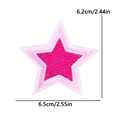 Pink star-shaped embroidery patch with wavy edges and detailed size measurements - Pink Star (PE12519CT)