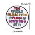 7.8cm round inspirational patch with motivational text and floral embroidery - Better Place Quote (PE10743CT)