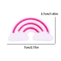 Rainbow embroidered patch with white clouds and pink stripes, size 7cm by 3.7cm - Cartoon Rainbow (PE12520CT)