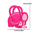Pink embroidery patch featuring handbag and sunglasses motifs with 6cm size markings - Leisure Mix (PE12523CT)