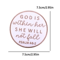 Round 7.5cm embroidered patch with Psalm 46:5 God Is Within Her religious lettering - God Is Within Her Style (PE12404CT)