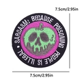 Embroidered pumpkin skull patch with sarcasm quote for clothing, 7.5cm round badge - Sarcasm Pumpkin Skull (PE12453CT)