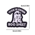 Ghost with sunglasses embroidery patch 'This is some boo sheet' 6cm square size - Funny Ghost Style (PE12416CT)