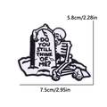 Skull and tombstone embroidered patch with 'Do You Still Think Of Me?' text - Skeleton Tombstone Text Style (PE11975CT)