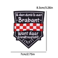 Patch ricamata Brabant a forma di scudo con motivo a scacchi rosso-bianco e testo olandese - Testo Distintivo Scudo (PE11650CT)