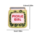 Cartoon pickle girl embroidered patch for clothing with detailed green stitching - Pickle Jar Pickle Girl Style (PE12601CT)