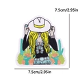 Toppa ricamata ragazza cowboy western con cactus e indicazione della misura 7,5 cm - Cowgirl con Cappello Bianco del Deserto (PE15464CT)