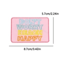 Parche rosa rectangular con bordado colorido Don't Worry Beach Happy de 8,7x5,7cm - Estilo Eslogan Beach Happy (PE15524CT)